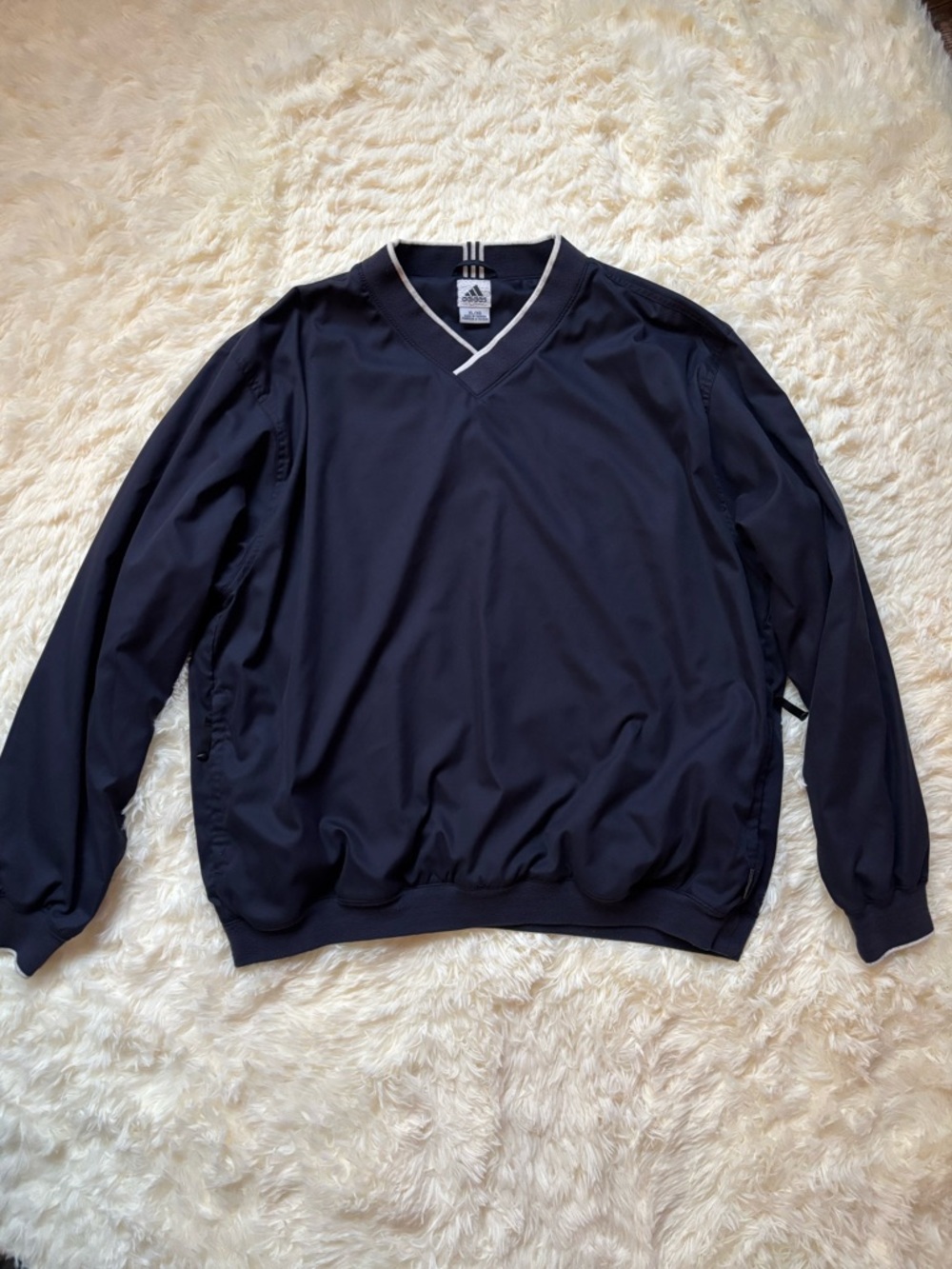 Adidas ClimaShell Mens XL Navy V-Neck Pullover Windbreaker Golf Jacket